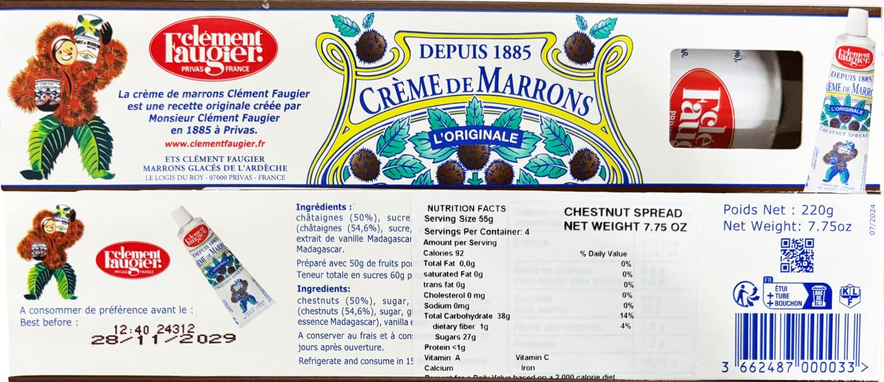 Amazon.com: Clement Faugier Marrons Creme Tube, 220 g : Grocery